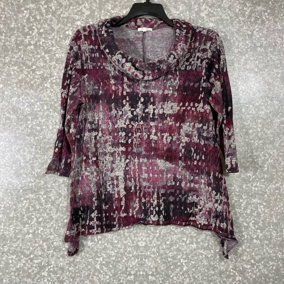 Ava James Purple & Black Sharkbite Cowl Neck Knit Top - Size XL - Long Sleeves - Picture 1 of 6